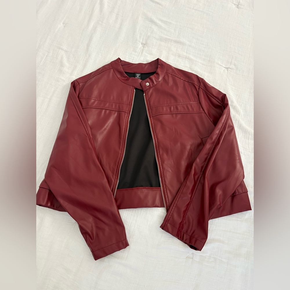 Women's Red Faux Leather Jacket